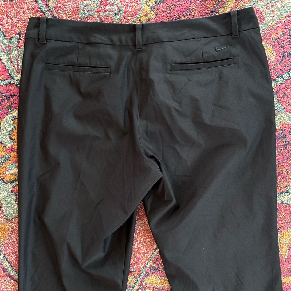 Nike | Women's Black Dri-FIT Golf Pants Ankle Slits Black Embroidered Logo Sz 16 - Picture 12 of 16